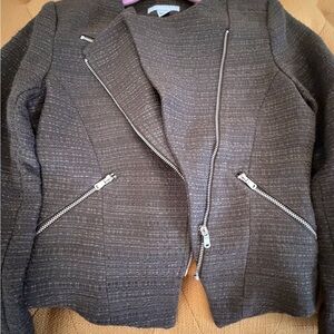 H&M dark green  Textured Moto-Style Zip Jacket